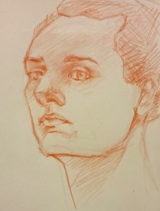 croquis sanguine autoportrait